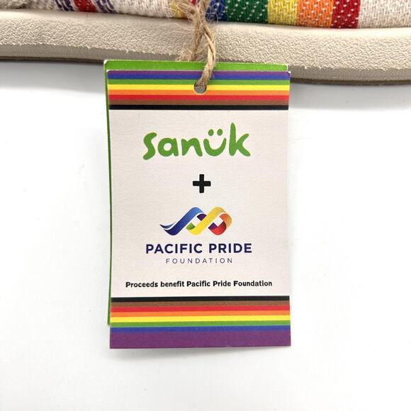 Sanuk Shoes Womens Size 11 Pacific Pride Foundation Rainbow Canvas Slip On - Picture 6 of 7